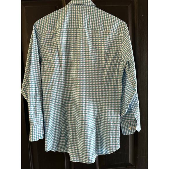 Bugatchi Blue Green Classic Fit Plaid Print Long Sleeve Button Down Shirt Size S - Picture 4 of 6